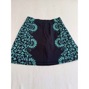 T By Talbots Women's Sz‎ Med Navy Blue Aqua Floral Pull-On Golf Skort Pickleball
